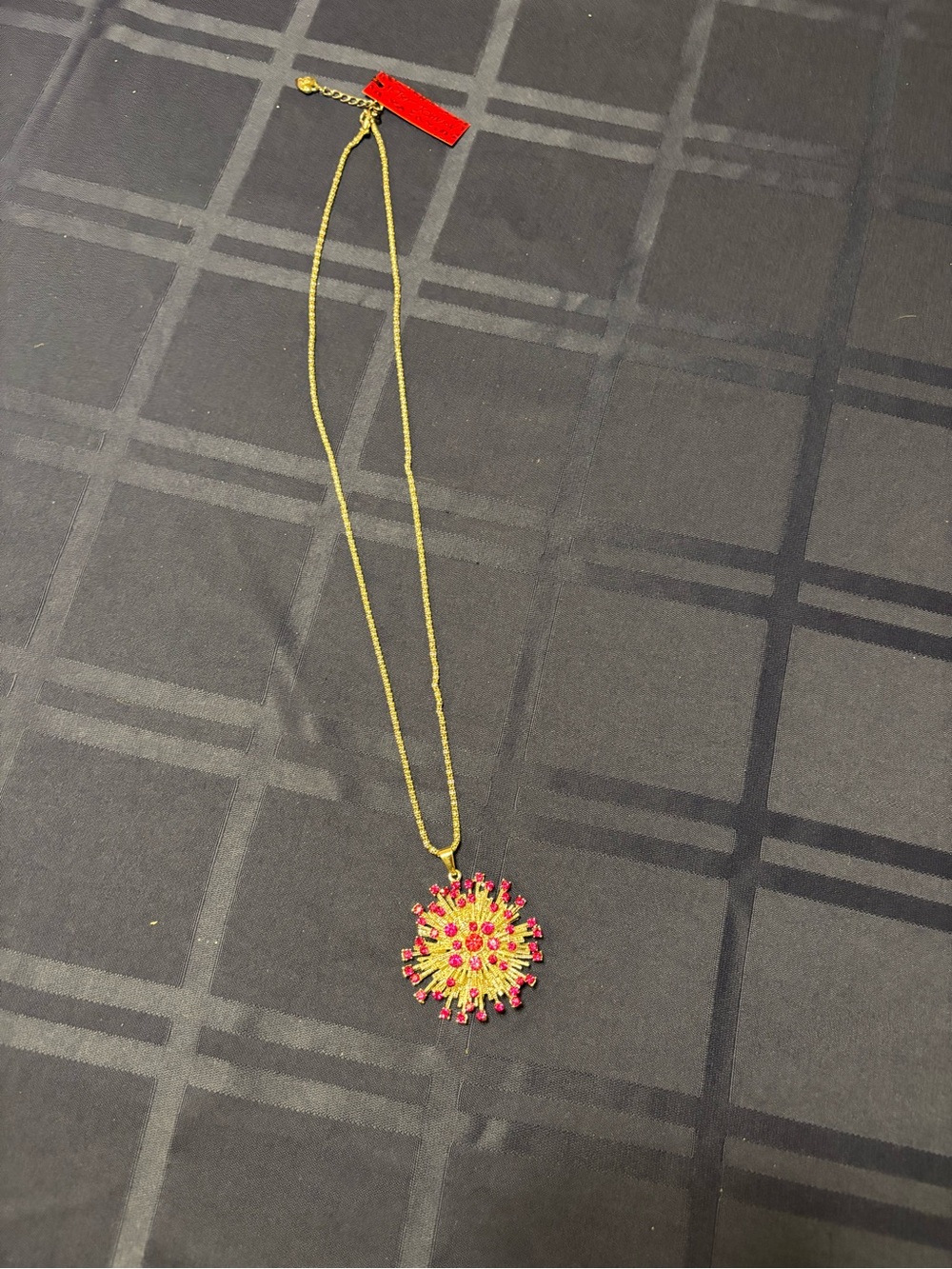 Betsy Johnson Fushia Silver Tone Star Burst Necklace